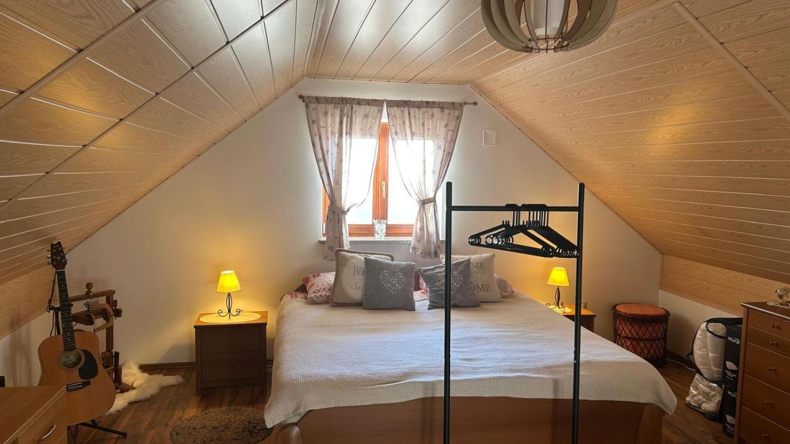 Attic bedroom with a double bed