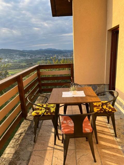 Balcony table set in the evening sun