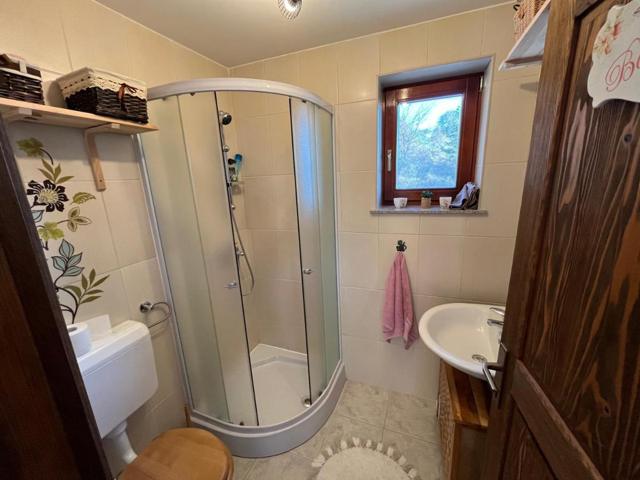 Corner shower with a window